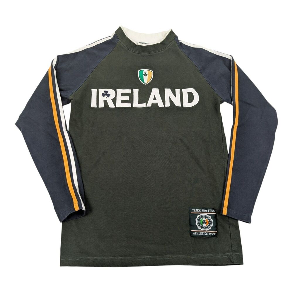 Retro Irish Ireland XS Mens Heavy Long Sleeve Shirt Soccer Football Rugby - Picture 2 of 11